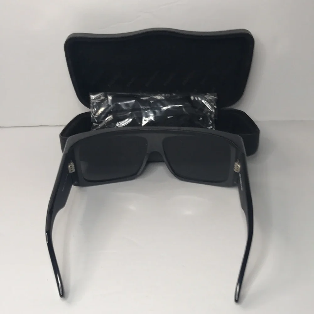 New Authentic Balenciaga Black BB0002S Shield Sunglasses
